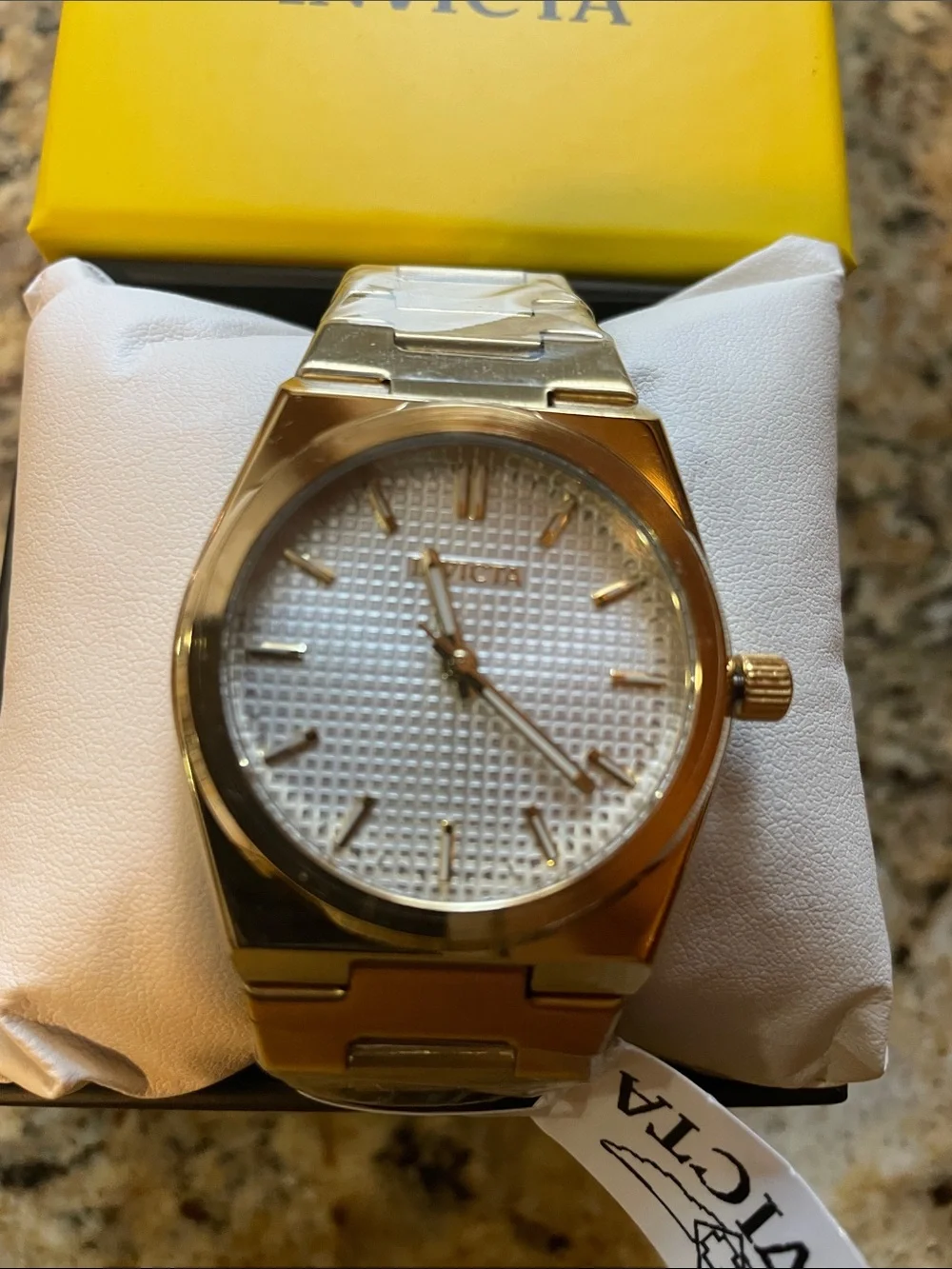 Invicta Celestial Gold-Tone Men's Bracelet Watch with Textured Silver Dial